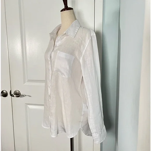 H&M 100% linen white essential Button Down Shirt size S - Picture 8 of 10